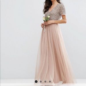 Embellished blush maxi dress